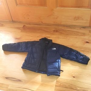 The North Face XXS (size 5) navy blue with black 75% Goose Down Jacket